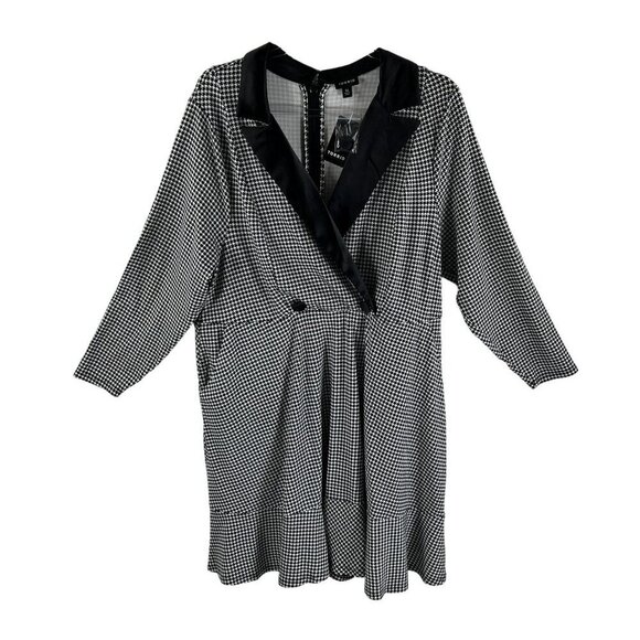 Torrid Womens Mini Stretch Satin Houndstooth Tuxedo Dress size 16 or 1X NWT - Picture 2 of 9